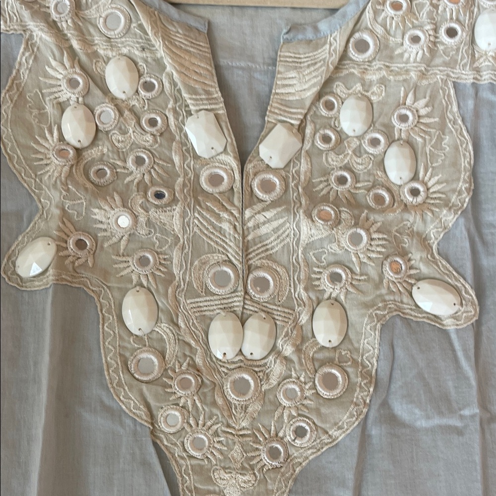 Calypso St. Barth Light Blue Mini Dress with Cream Embroidery - Picture 4 of 13